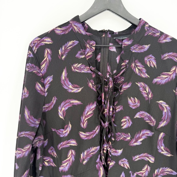 Lane Bryant Feather Print Lace Up Peplum Blouse Size 20 - Picture 2 of 7